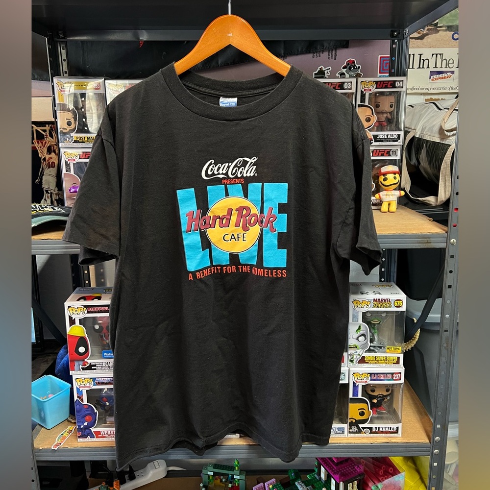 Vintage 90s Coca Cola Hard Rock Cafe Live Benefit Single Stitch Tee